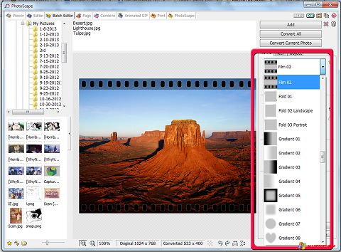 Posnetek zaslona PhotoScape Windows XP