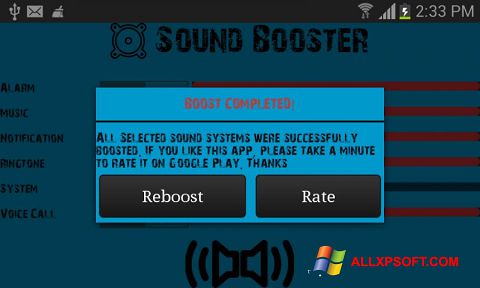 Posnetek zaslona Sound Booster Windows XP