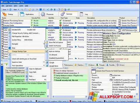 Posnetek zaslona AnVir Task Manager Windows XP
