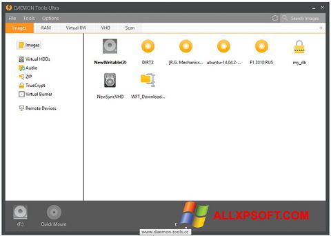 Posnetek zaslona DAEMON Tools Ultra Windows XP