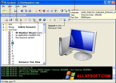 Posnetek zaslona PE Explorer Windows XP