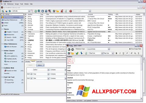 Posnetek zaslona EndNote Windows XP