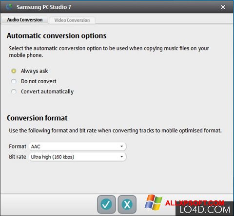 Posnetek zaslona Samsung PC Studio Windows XP