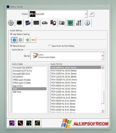 Posnetek zaslona Dxtory Windows XP