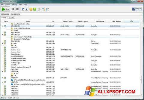Posnetek zaslona Advanced IP Scanner Windows XP