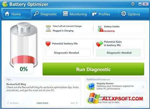 Posnetek zaslona Battery Optimizer Windows XP