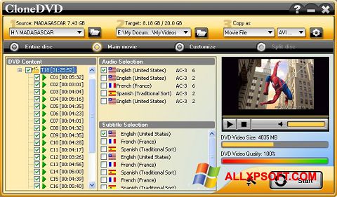 Posnetek zaslona CloneDVD Windows XP