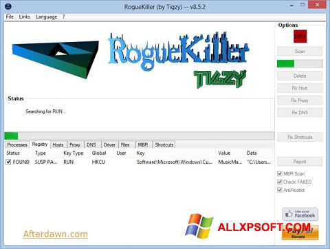 Posnetek zaslona RogueKiller Windows XP