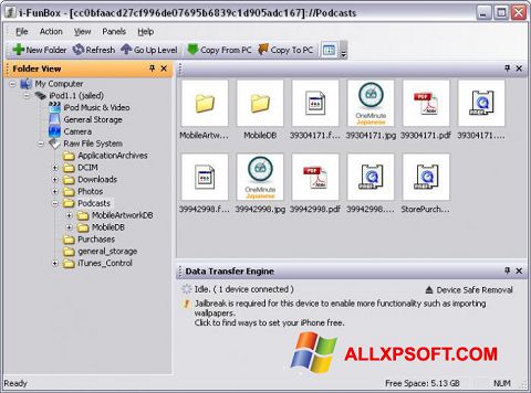Posnetek zaslona iFunBox Windows XP
