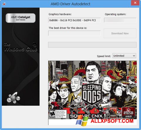 Posnetek zaslona AMD Driver Autodetect Windows XP