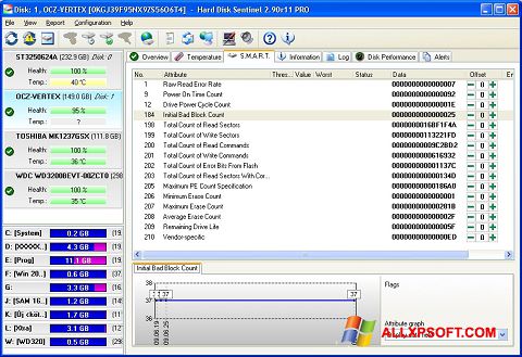 Posnetek zaslona Hard Disk Sentinel Windows XP