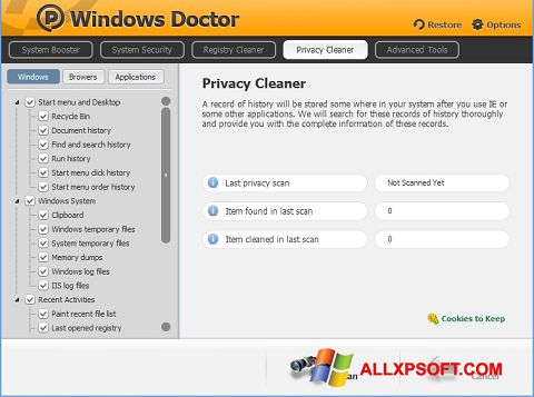 Posnetek zaslona Windows Doctor Windows XP