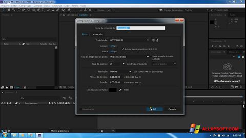 Posnetek zaslona Adobe After Effects CC Windows XP