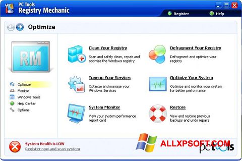 Posnetek zaslona Registry Mechanic Windows XP