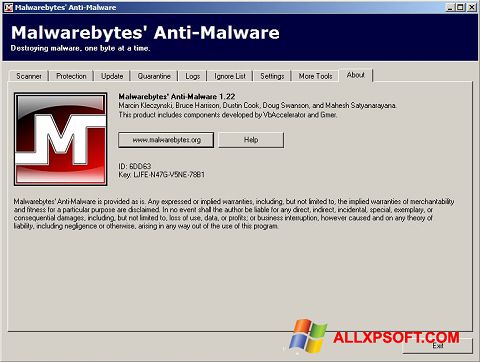 Posnetek zaslona Malwarebytes Anti-Malware Free Windows XP