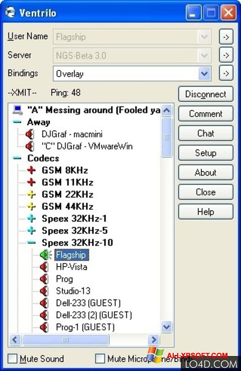 Posnetek zaslona Ventrilo Windows XP