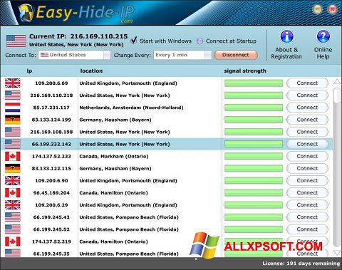 Posnetek zaslona Hide IP Easy Windows XP