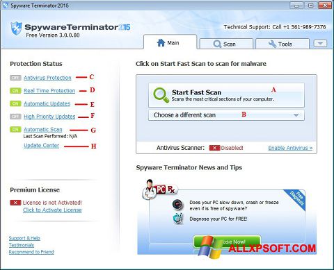 Posnetek zaslona Spyware Terminator Windows XP