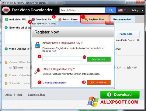 Posnetek zaslona Fast Video Downloader Windows XP