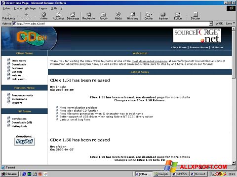 Posnetek zaslona CDex Windows XP