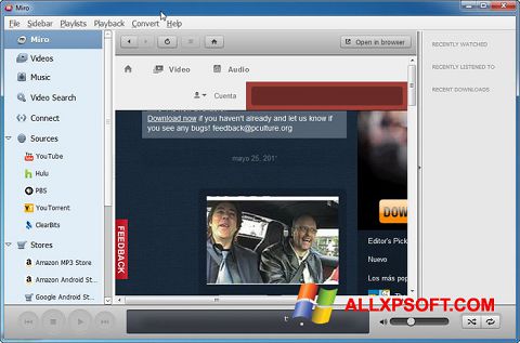 Posnetek zaslona Miro Windows XP
