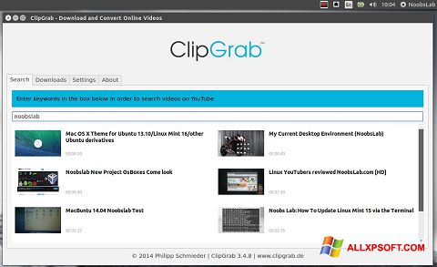 Posnetek zaslona ClipGrab Windows XP