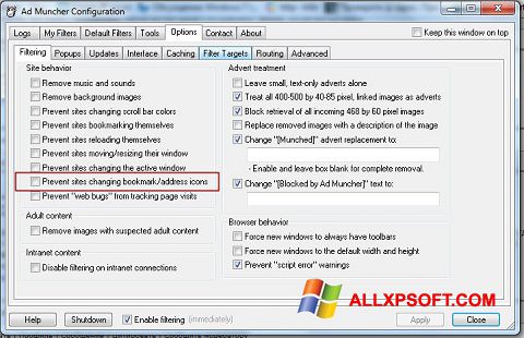 Posnetek zaslona Ad Muncher Windows XP