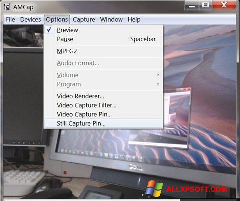 Posnetek zaslona AMCap Windows XP