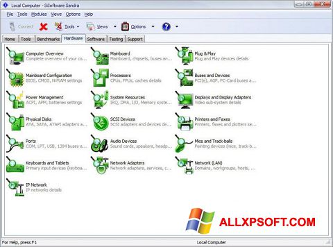 Posnetek zaslona SiSoftware Sandra Windows XP