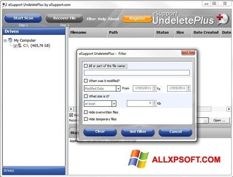 Posnetek zaslona Undelete Plus Windows XP