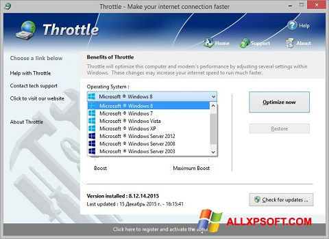 Posnetek zaslona Throttle Windows XP