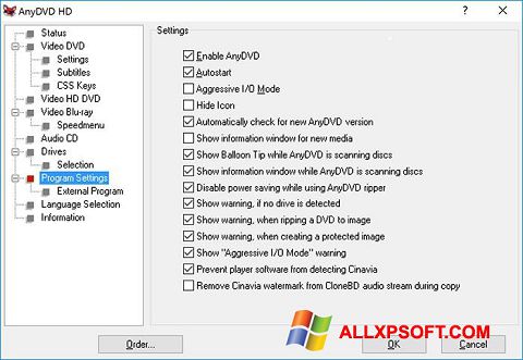 Posnetek zaslona AnyDVD Windows XP