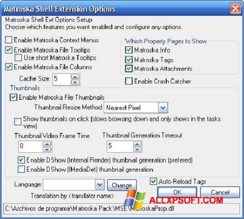 Posnetek zaslona Matroska Pack Full Windows XP