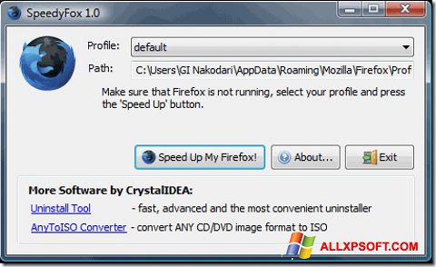 Posnetek zaslona SpeedyFox Windows XP