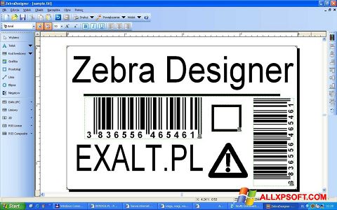 Posnetek zaslona Zebra Designer Windows XP