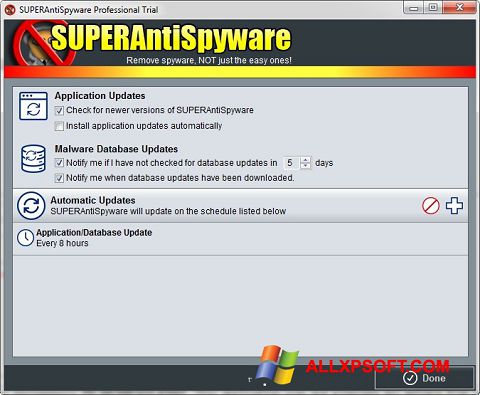 Posnetek zaslona SUPERAntiSpyware Windows XP