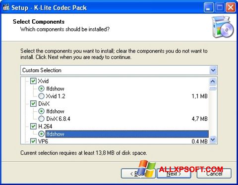 Posnetek zaslona K-Lite Codec Pack Windows XP