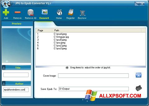 Posnetek zaslona Epub Reader Windows XP