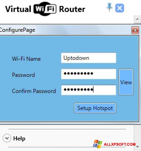 Posnetek zaslona Virtual WiFi Router Windows XP