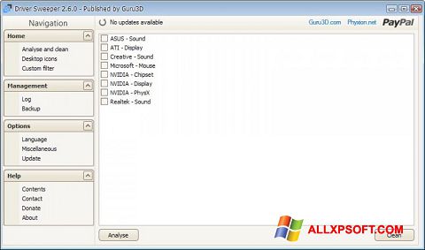 Posnetek zaslona Driver Sweeper Windows XP
