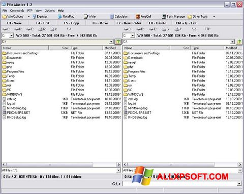 Posnetek zaslona File Master Windows XP