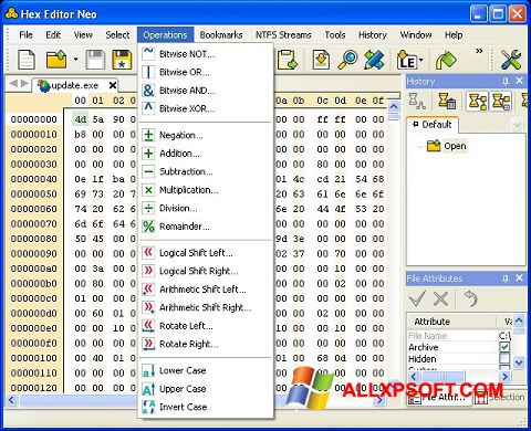 Posnetek zaslona Hex Editor Neo Windows XP