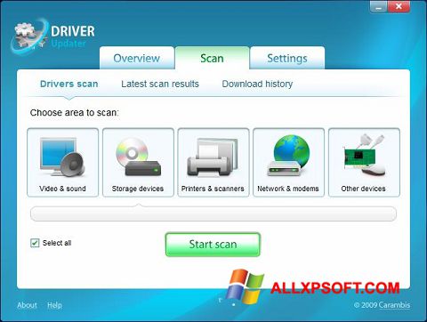 Posnetek zaslona Carambis Driver Updater Windows XP