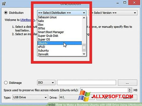Posnetek zaslona UNetbootin Windows XP