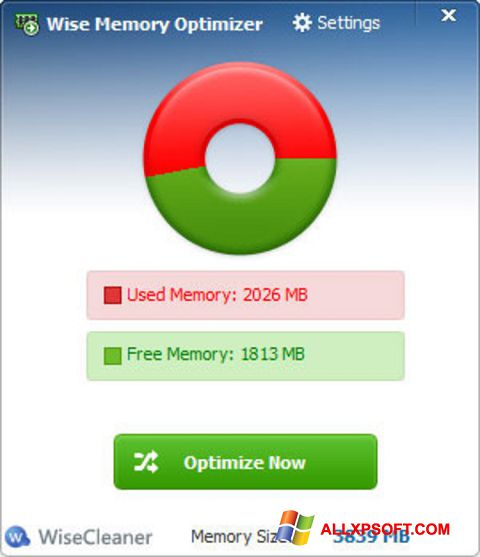 Posnetek zaslona Wise Memory Optimizer Windows XP