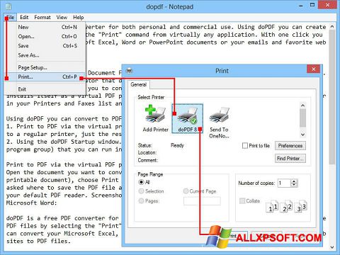 Posnetek zaslona doPDF Windows XP