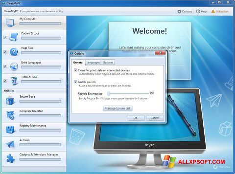 Posnetek zaslona CleanMyPC Windows XP
