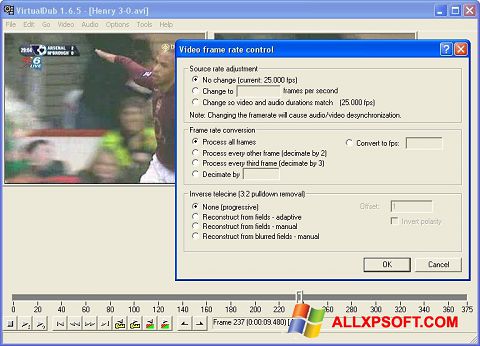 Posnetek zaslona VirtualDubMod Windows XP