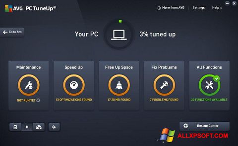 Posnetek zaslona AVG PC Tuneup Windows XP