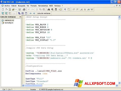 Posnetek zaslona NSIS Windows XP
